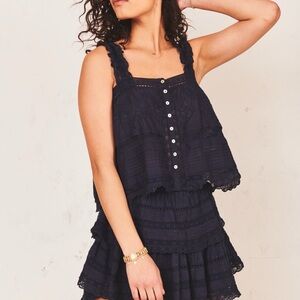 LoveShackFancy Black Sully Top